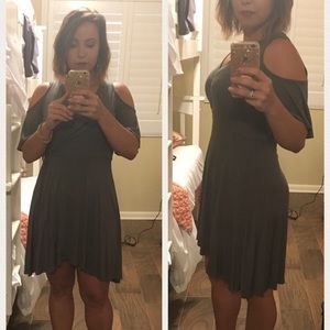 Cold shouldered wrap dress